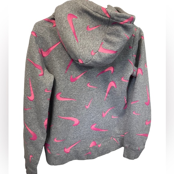 Nike Kids XL All Over Print Hoodie Sportswear 3D Pink Nike Logo Standard Fit - Picture 4 of 7